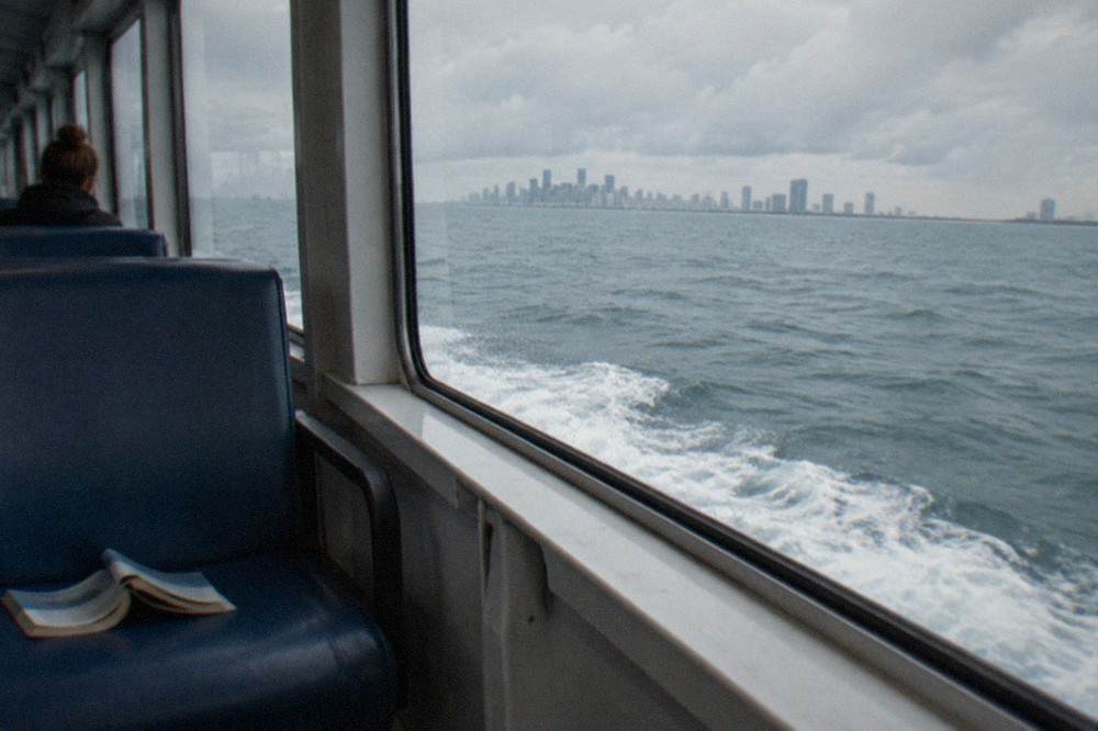 Passenger ferry underway on open water between Florida and the Bahamas