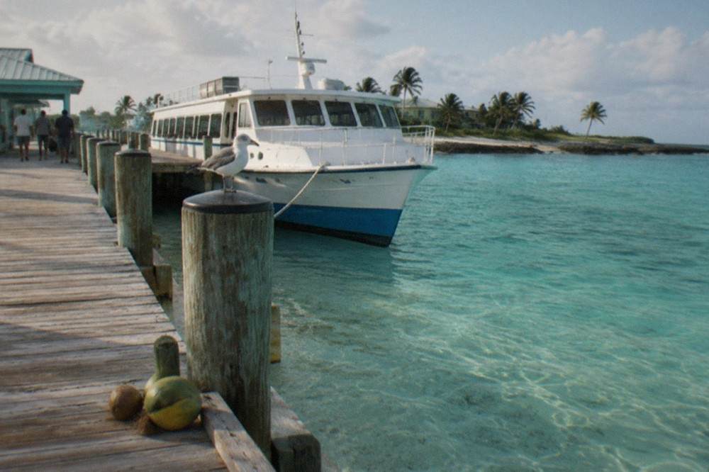 Passenger ferry at a terminal berth in the morning before departure